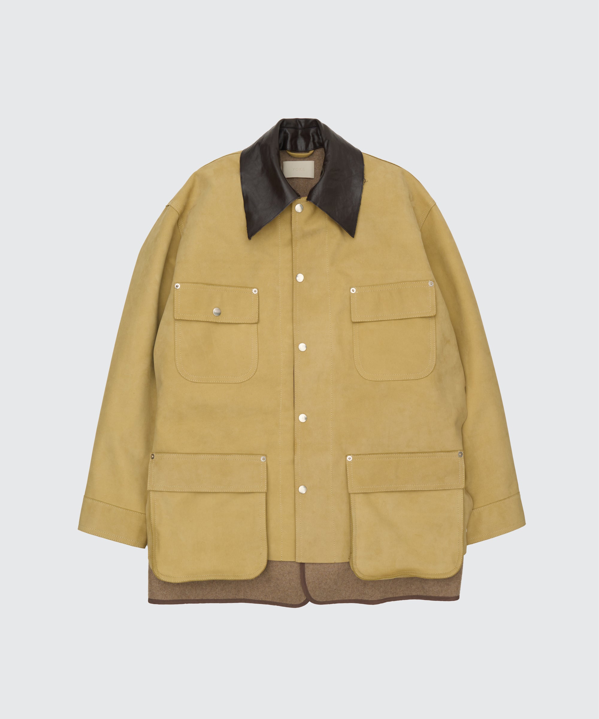 YOKE(ヨーク)ヌバックレザーカバーオールジャケット イエローベージュ