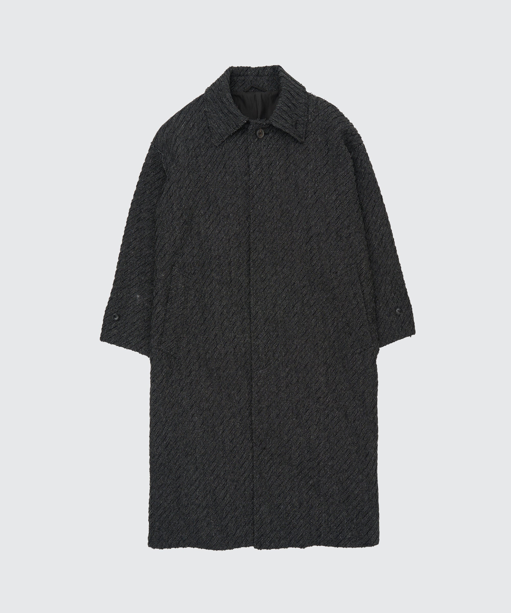 YOKE(ヨーク)ヘリンボーンボンディングバルカマーンコート ブラック