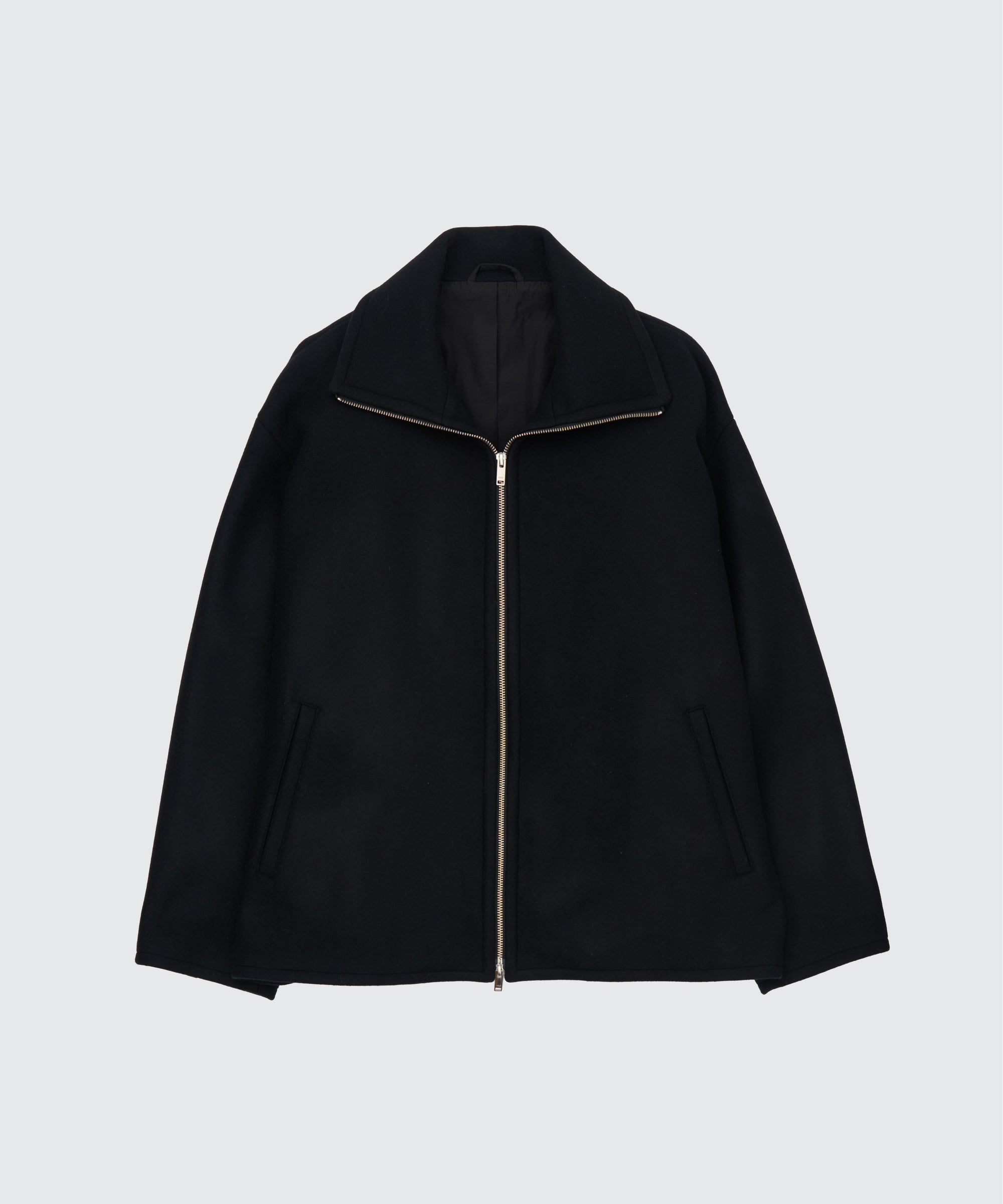 Wool Melton Stand Collar Zip Blouson
