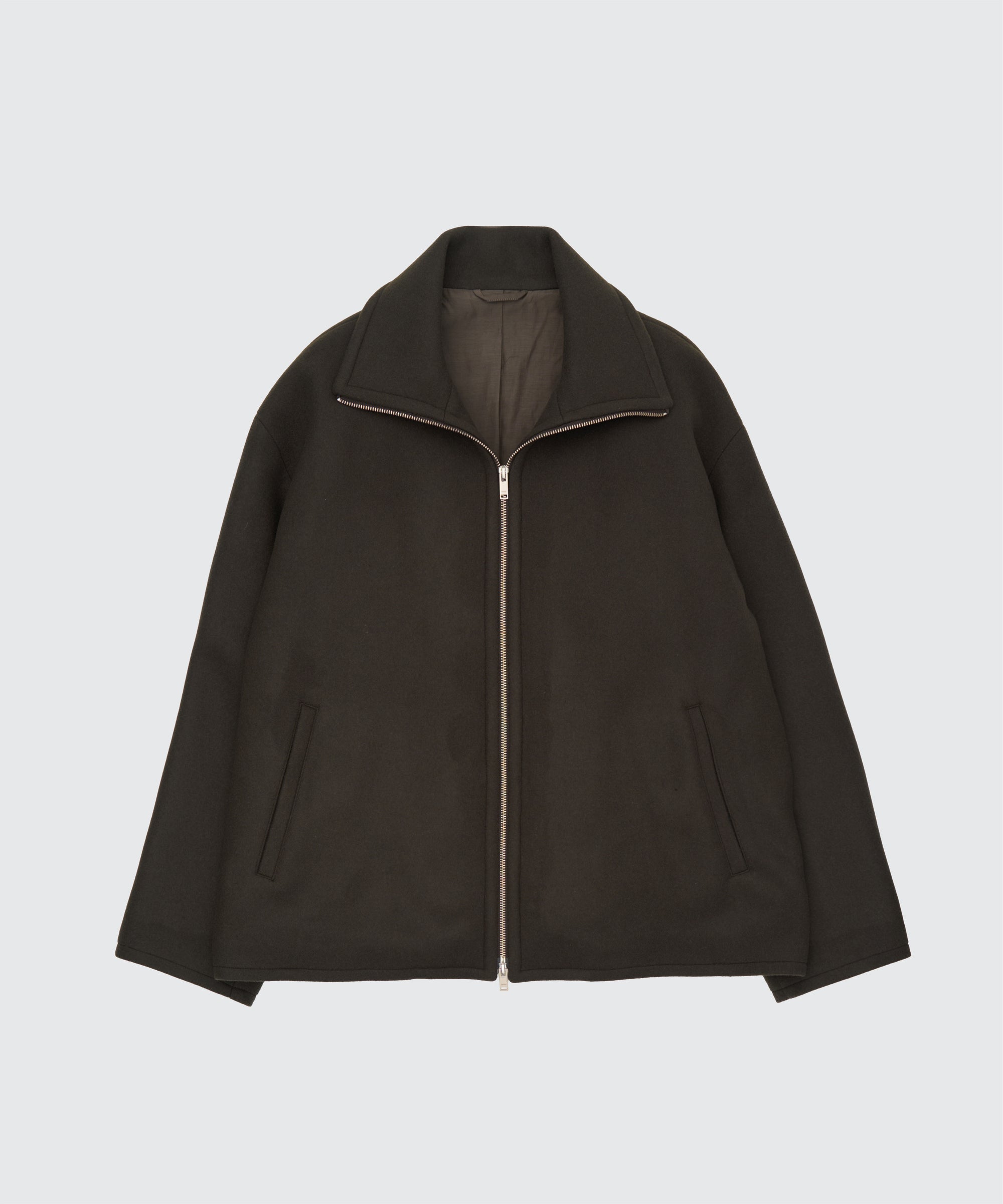 Wool Melton Stand Collar Zip Blouson