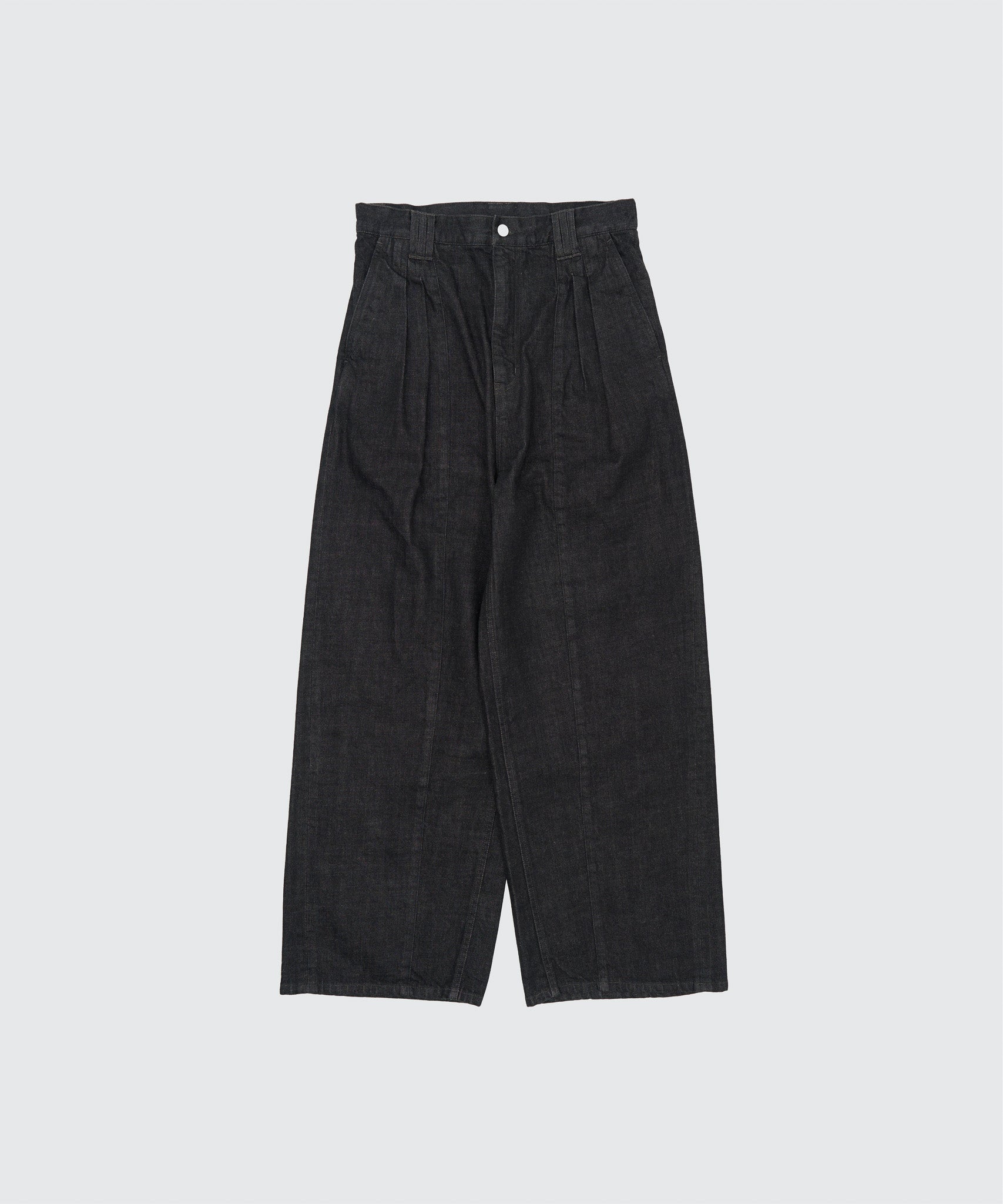 Denim 3Pleated Wide-Leg Trousers
