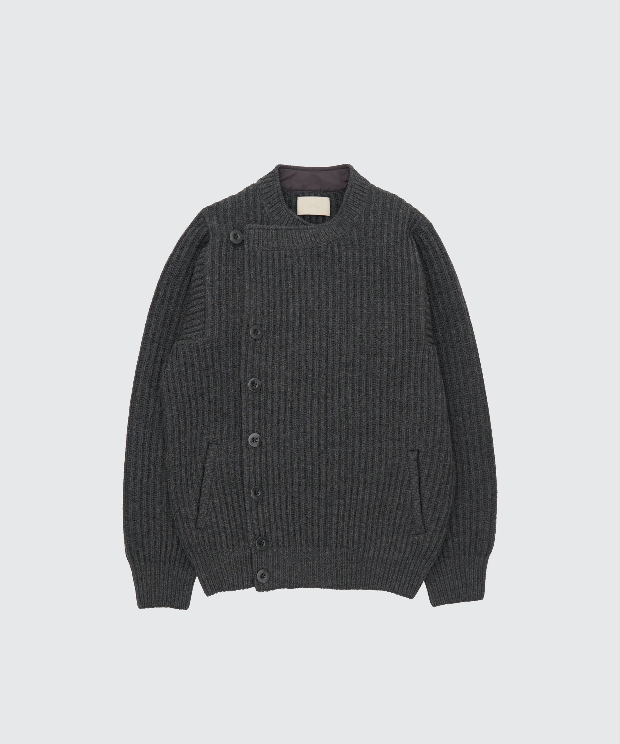 YOKE(ヨーク)ウールリブニットブルゾン トップグレー