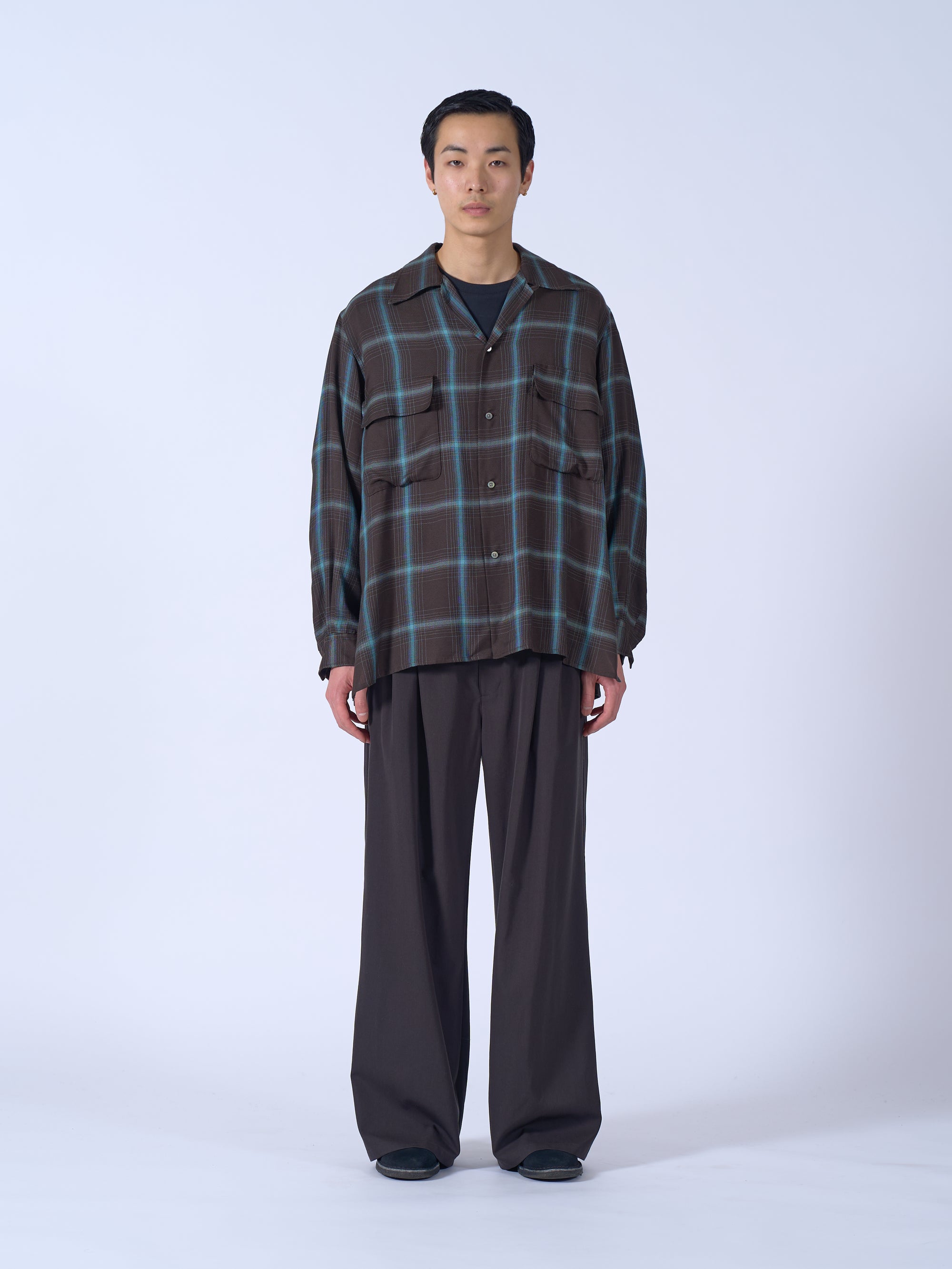 Rayon Wool Ombre Plaid Wpocket Shirt