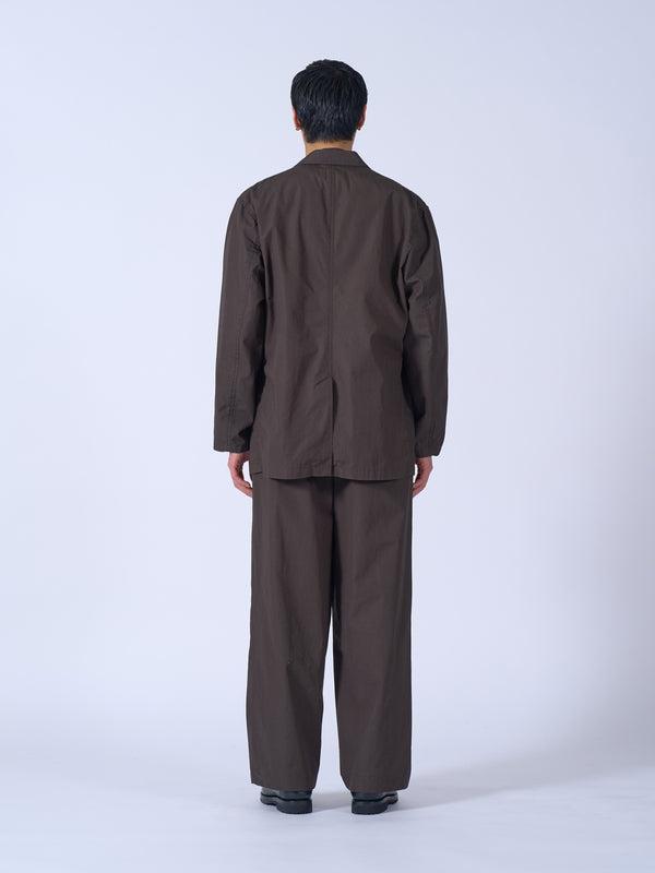 Cotton Gabardine 3Pleated Wide-Leg Trousers