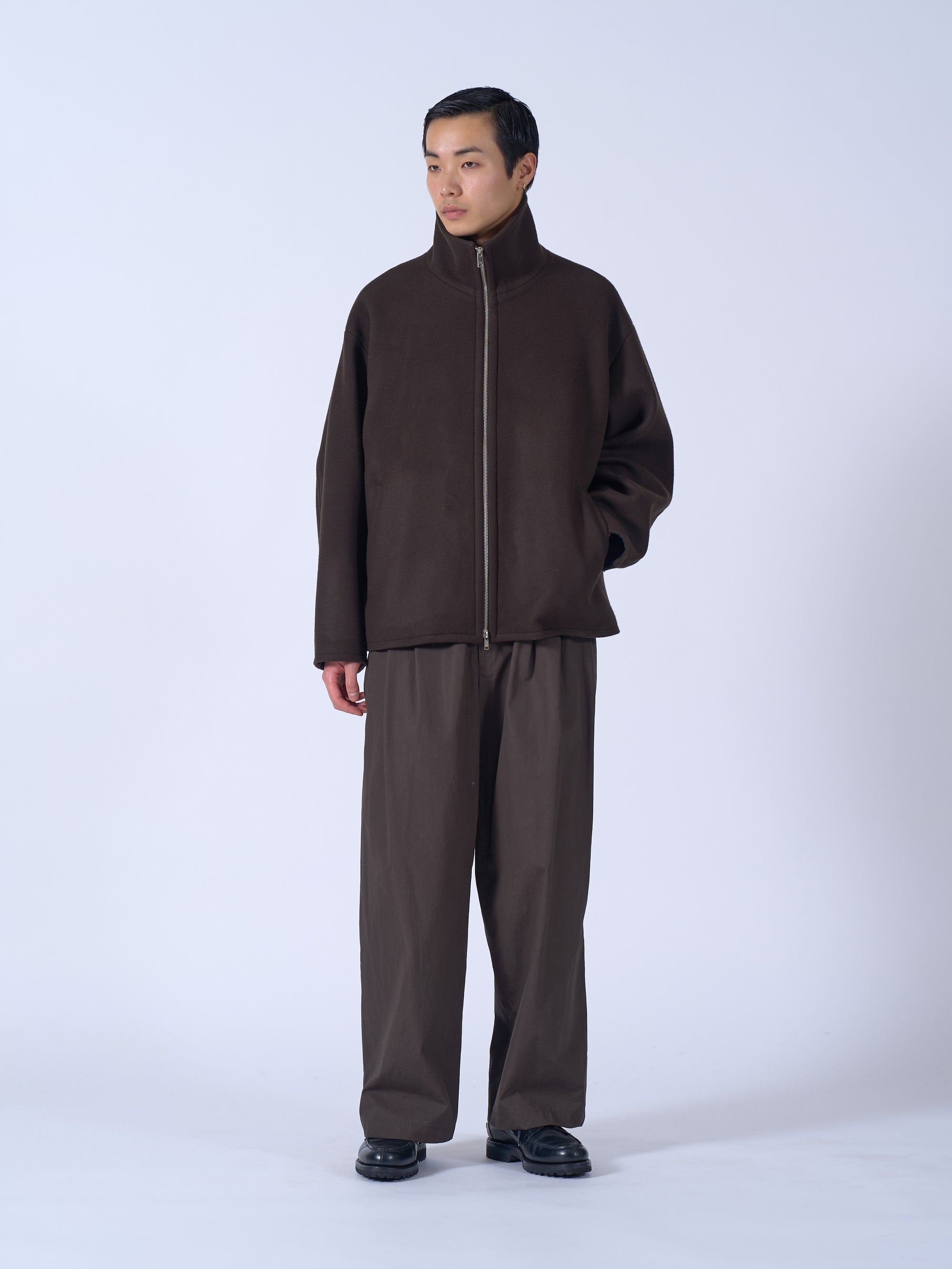 Wool Melton Stand Collar Zip Blouson