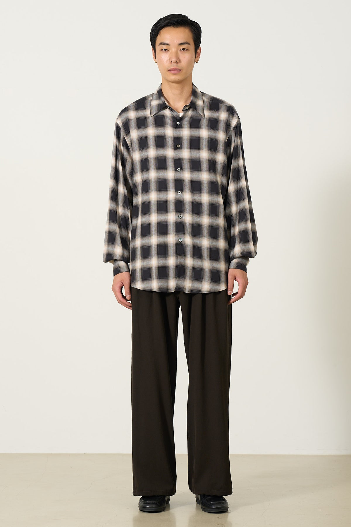 Exclusive Rayon Ombre Plaid Regular Collar Shirt