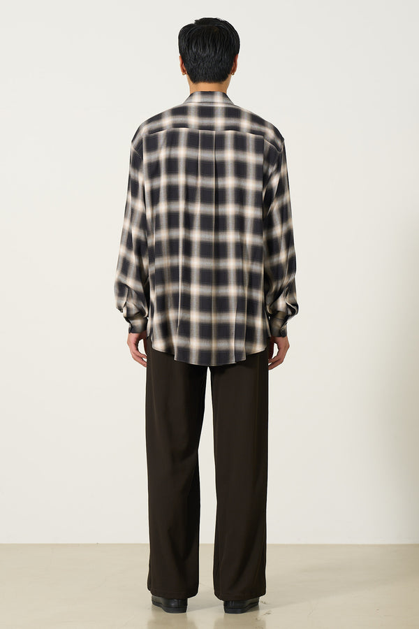 Exclusive Rayon Ombre Plaid Regular Collar Shirt