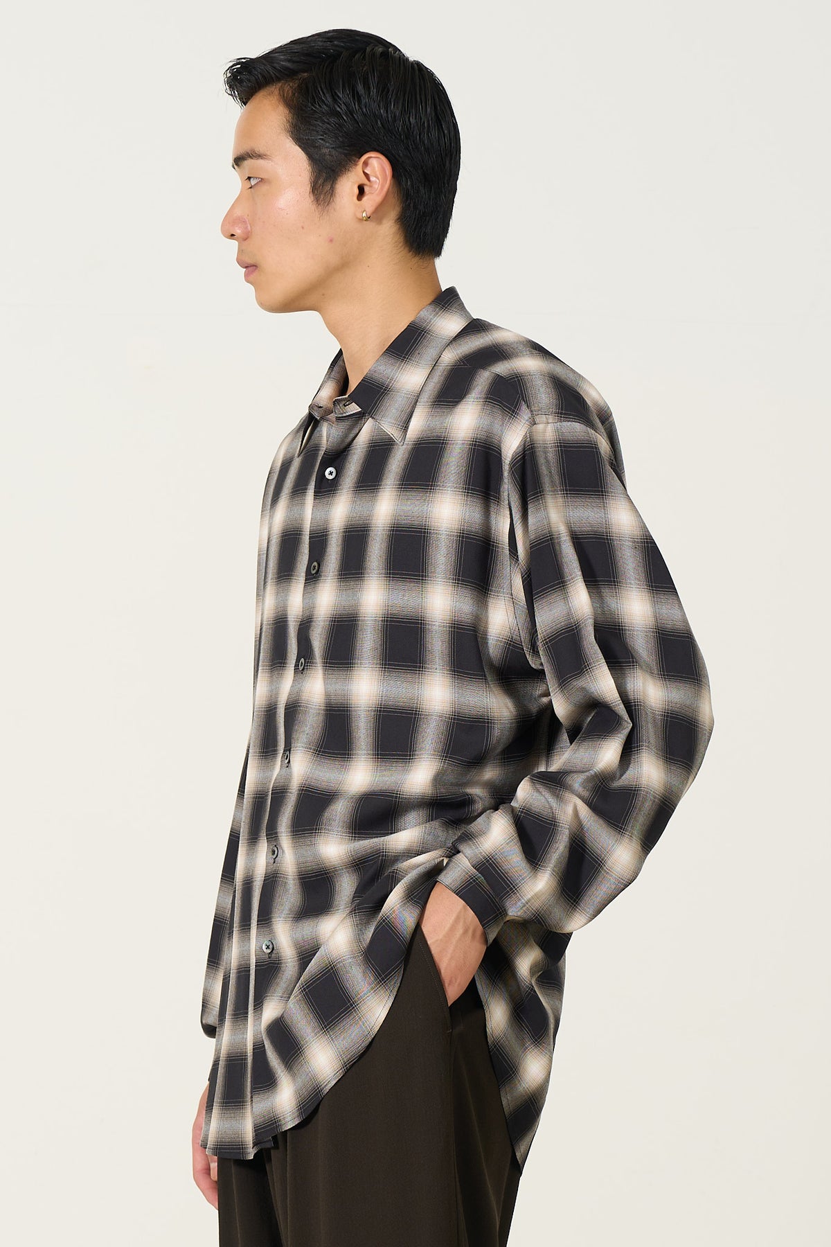Exclusive Rayon Ombre Plaid Regular Collar Shirt