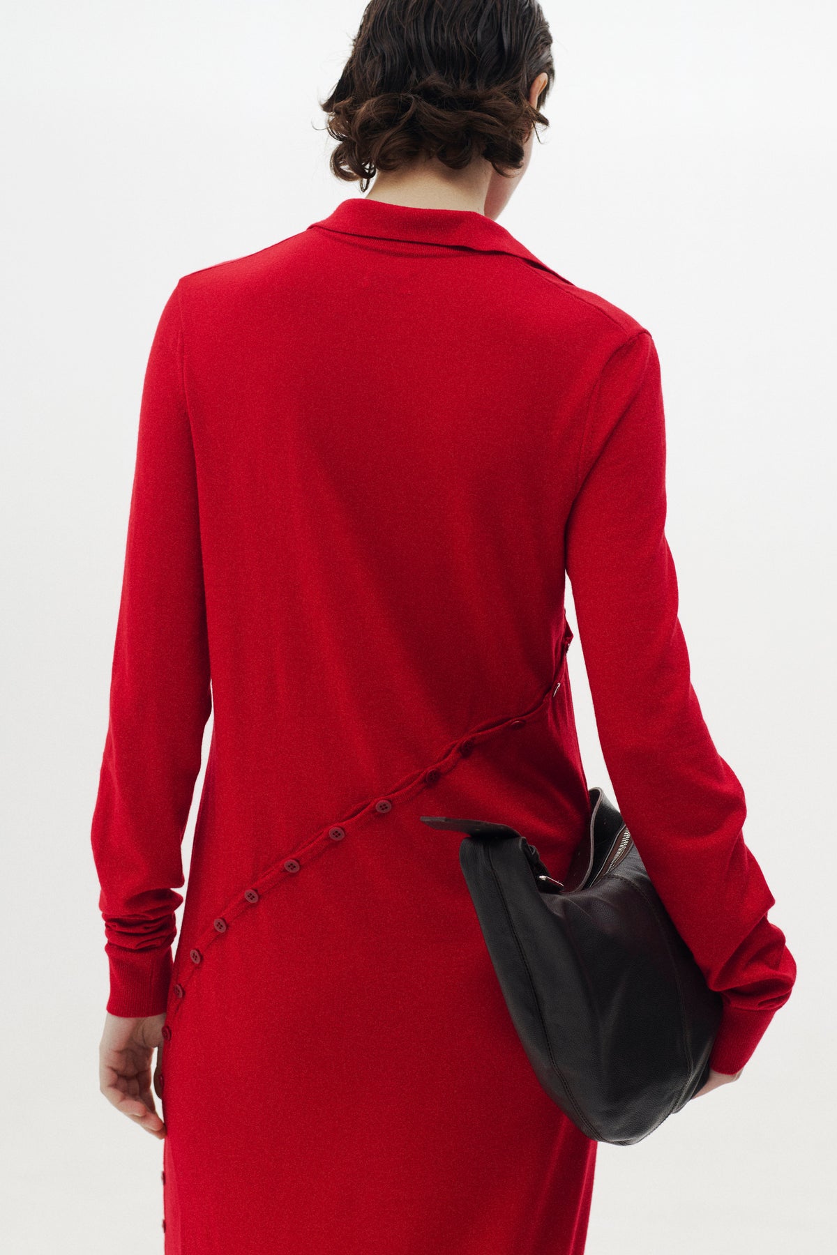 Super120's Wool Button Line Knit Dress
