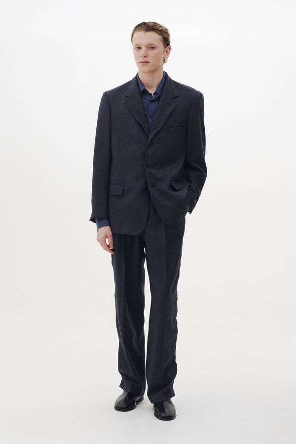 Wool Saxony Sculptural Wired 1Pleated Trousers