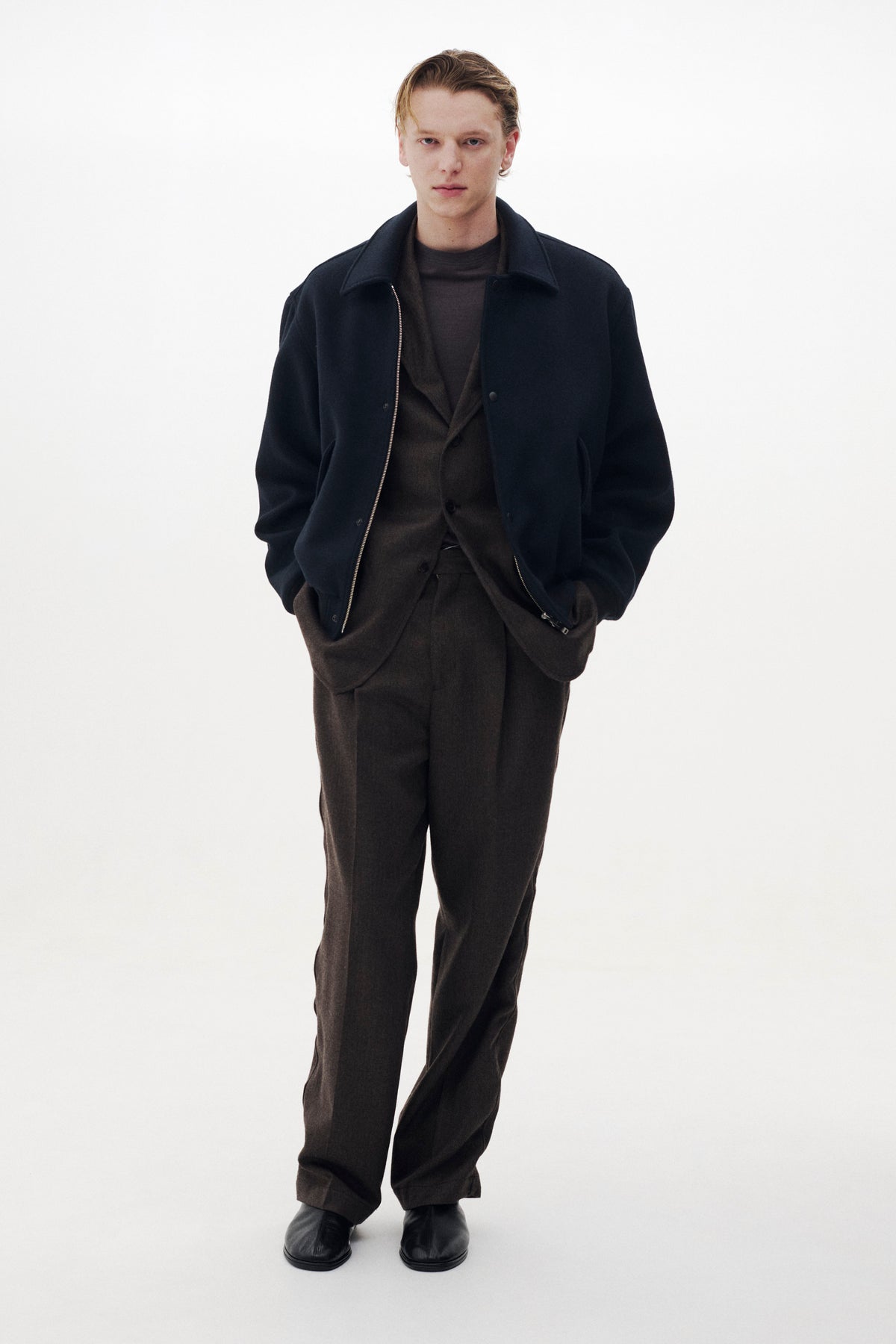 Super160's Wool Beaver Melton Bomber Jacket