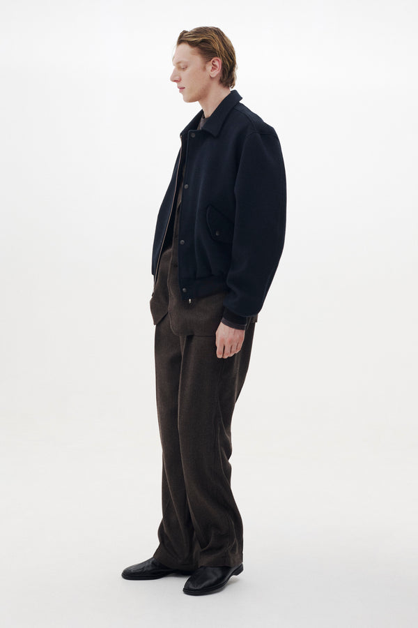 Super160's Wool Beaver Melton Bomber Jacket