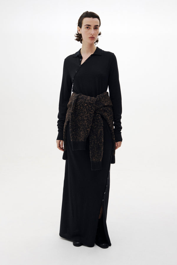 Super120's Wool Button Line Knit Dress