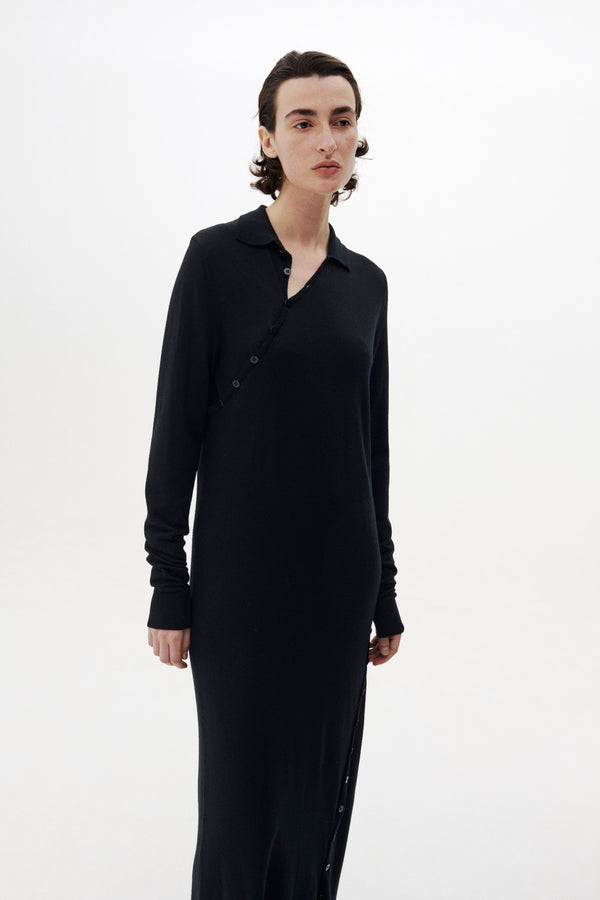 Super120's Wool Button Line Knit Dress