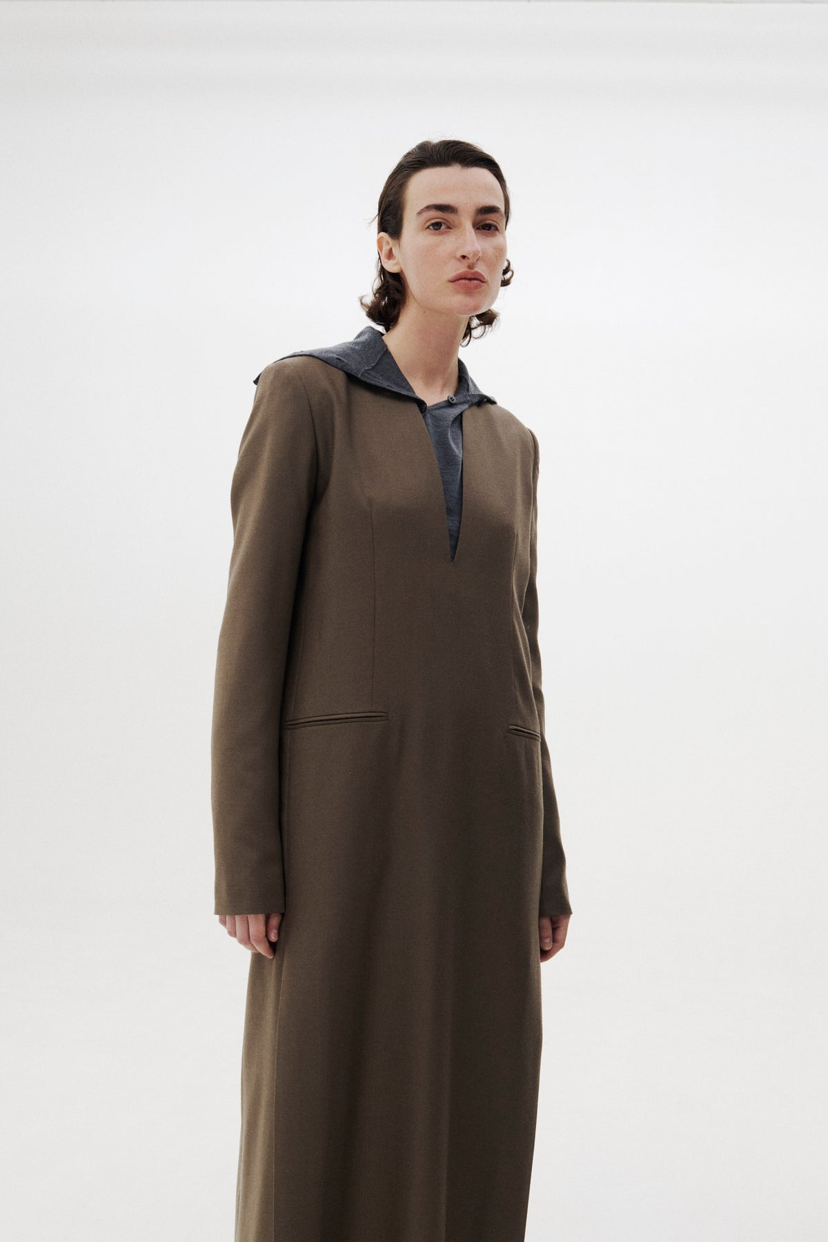 Super120's Wool Serge Long Dress
