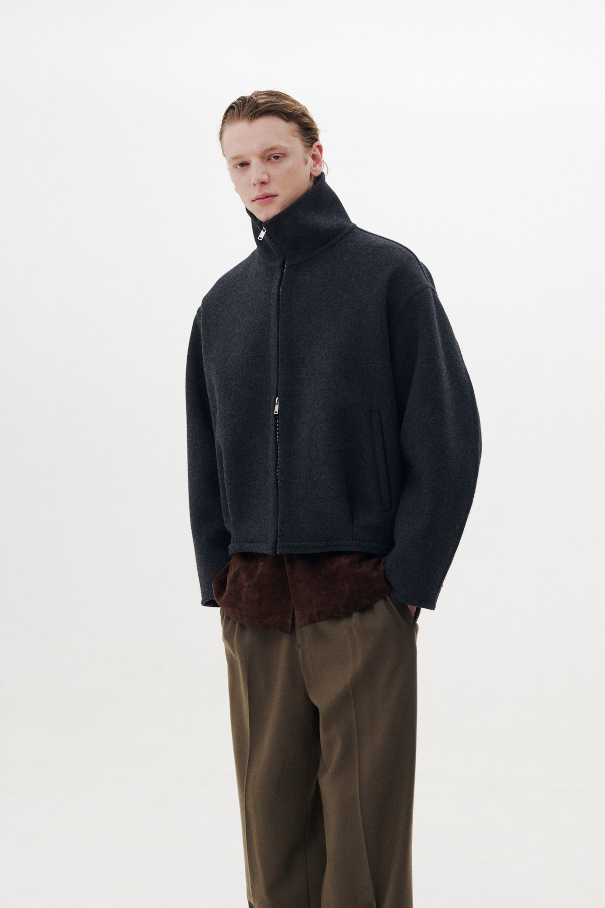 Wool Cashmere Balloon Silhouette Blouson