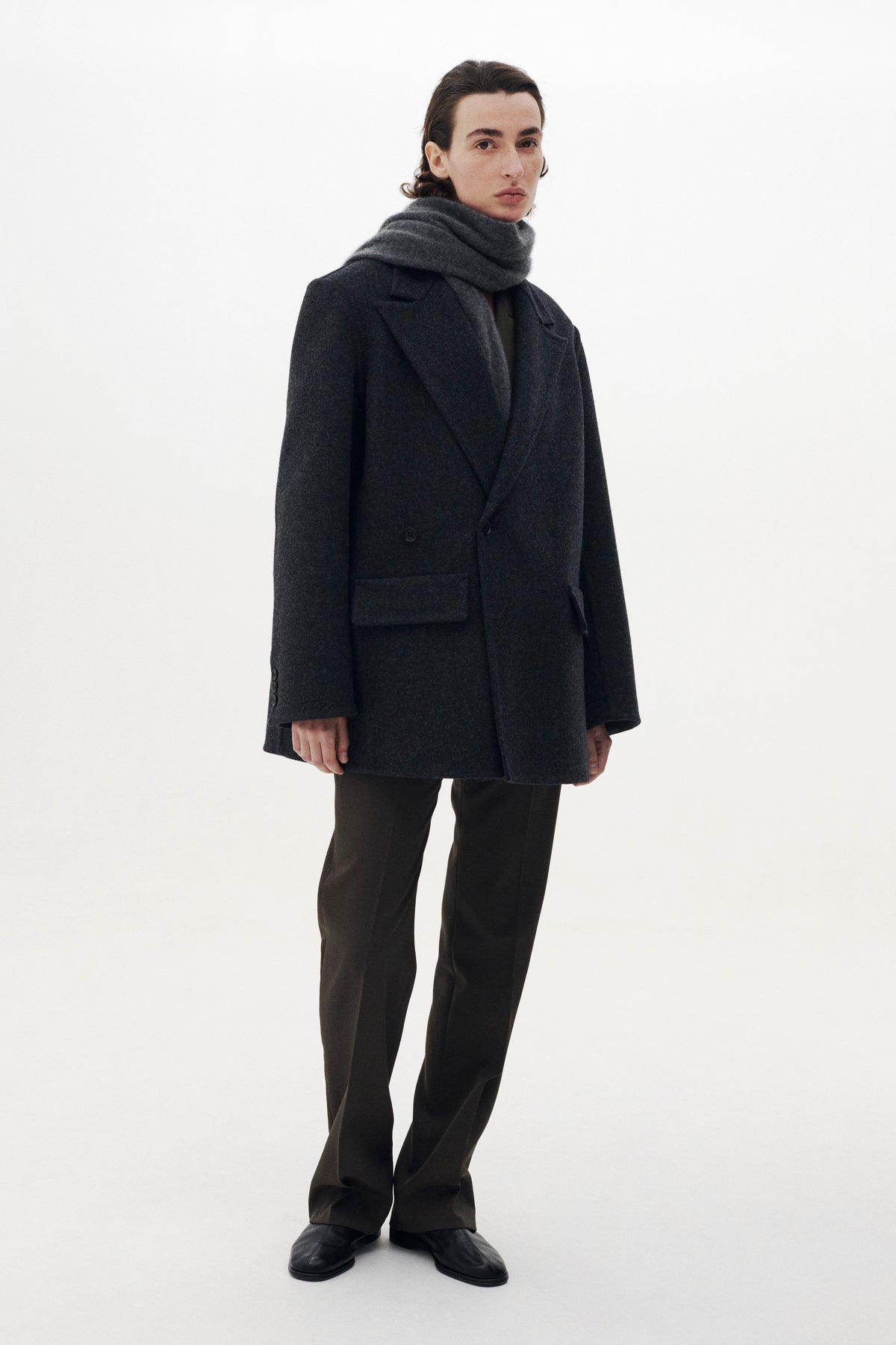 Wool Cashmere Double Breasted Rever Jacket
