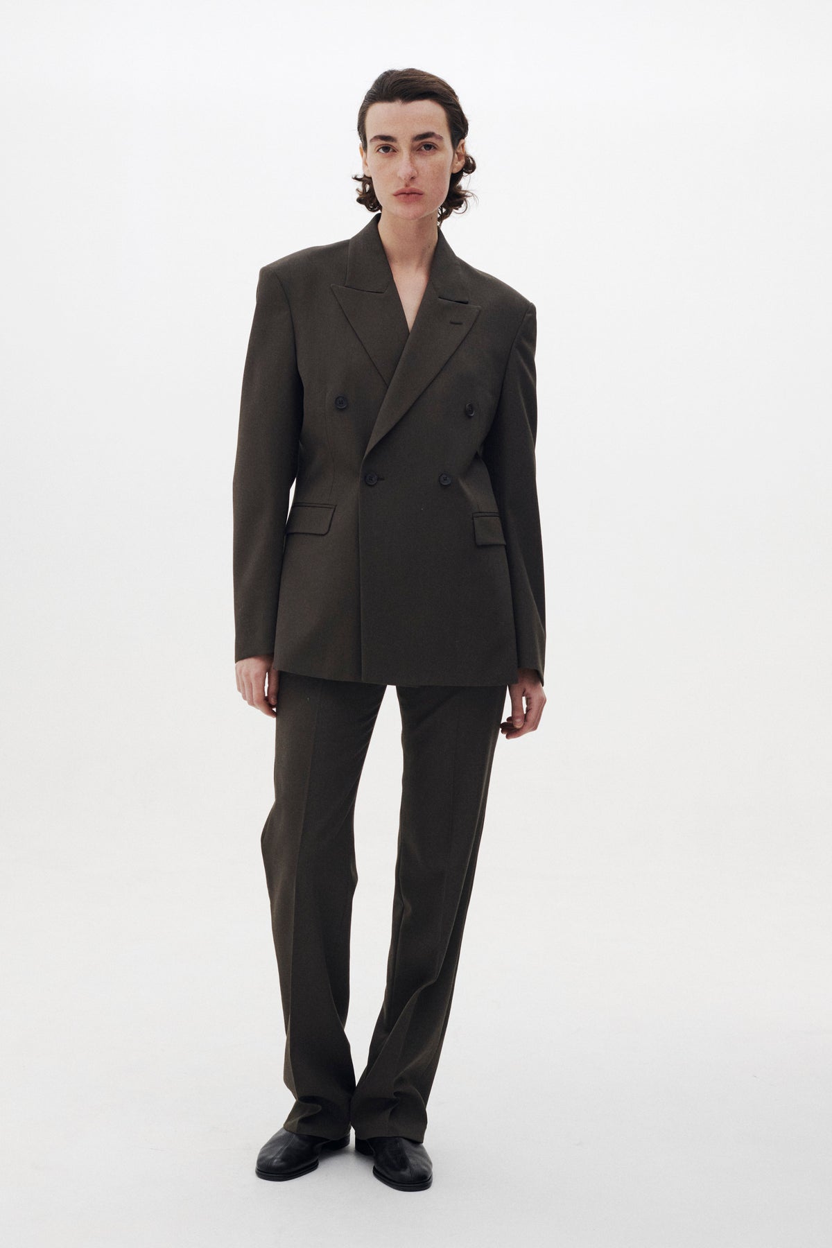 Super120's Wool Serge Straight Trousers