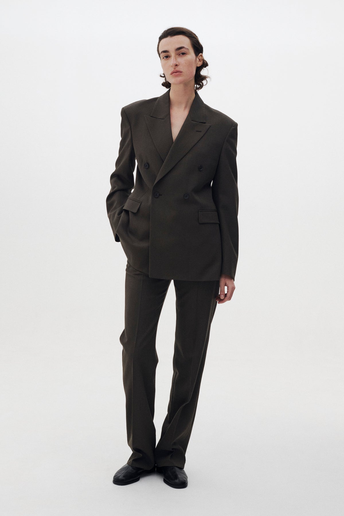 Super120's Wool Serge Straight Trousers