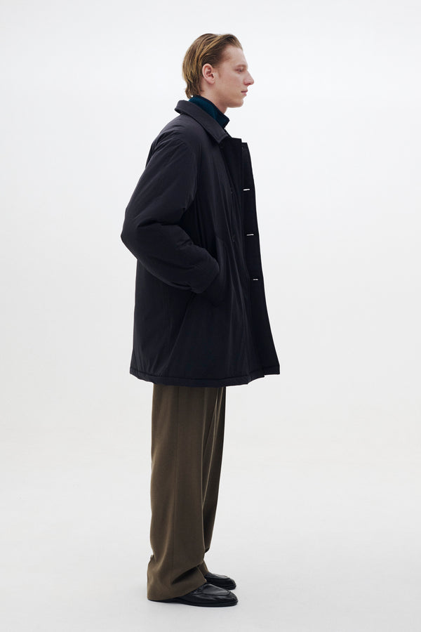 Super Stretch Recycle Nylon Taffeta Puffer Half Coat