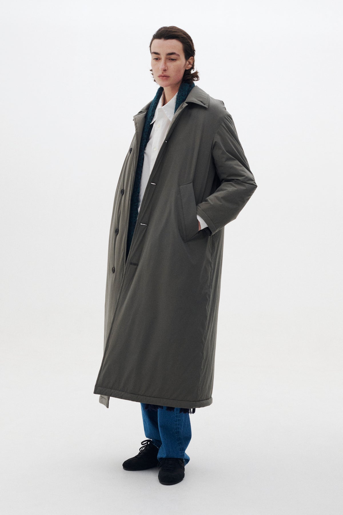 Super Stretch Recycle Nylon Taffeta Puffer Long Coat