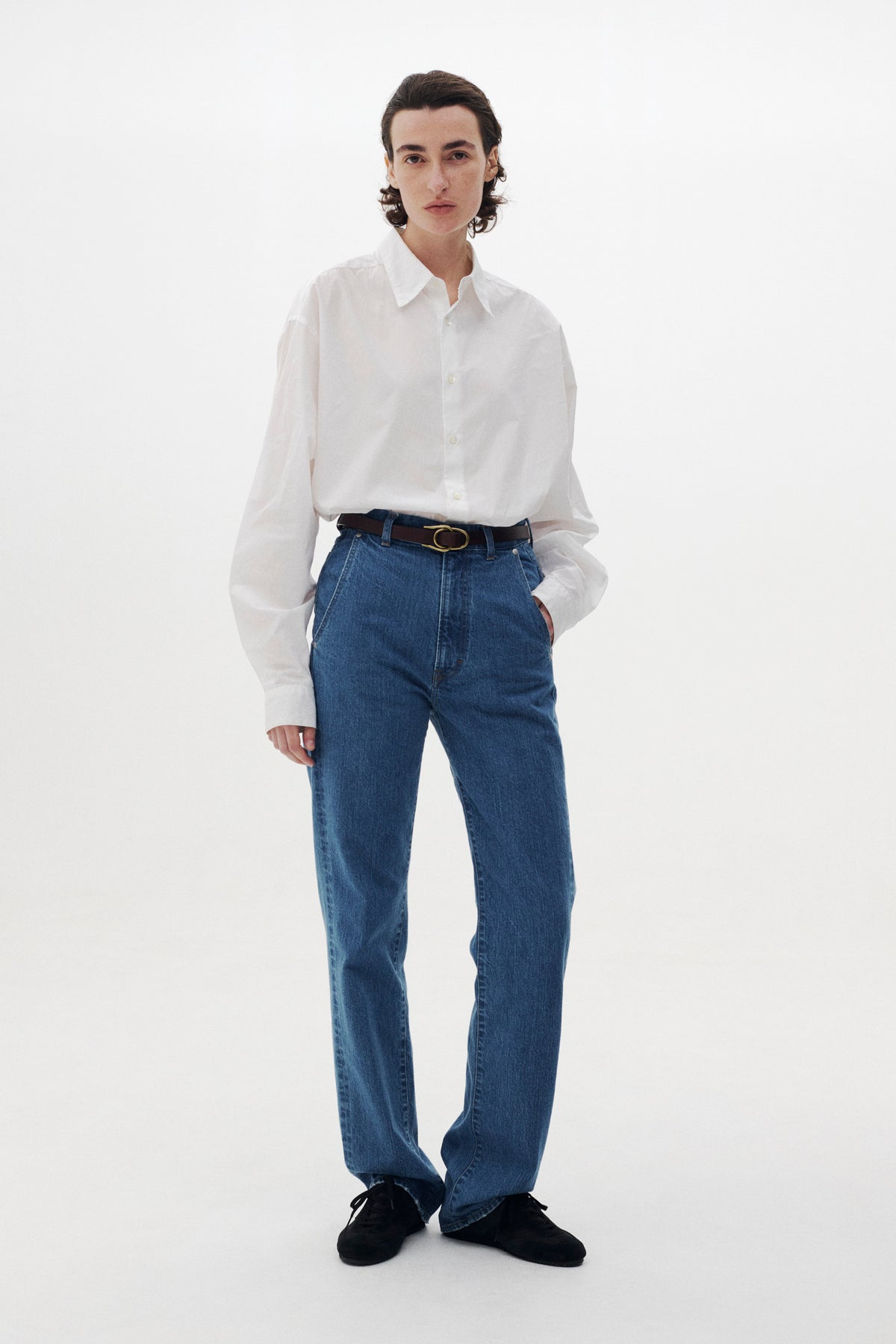 Denim Wide Straight Pants Vintage Wash