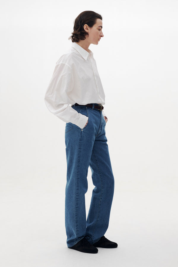 Denim Wide Straight Pants Vintage Wash