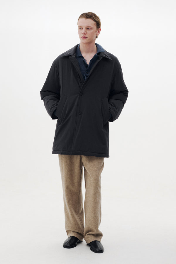 Super Stretch Recycle Nylon Taffeta Puffer Half Coat