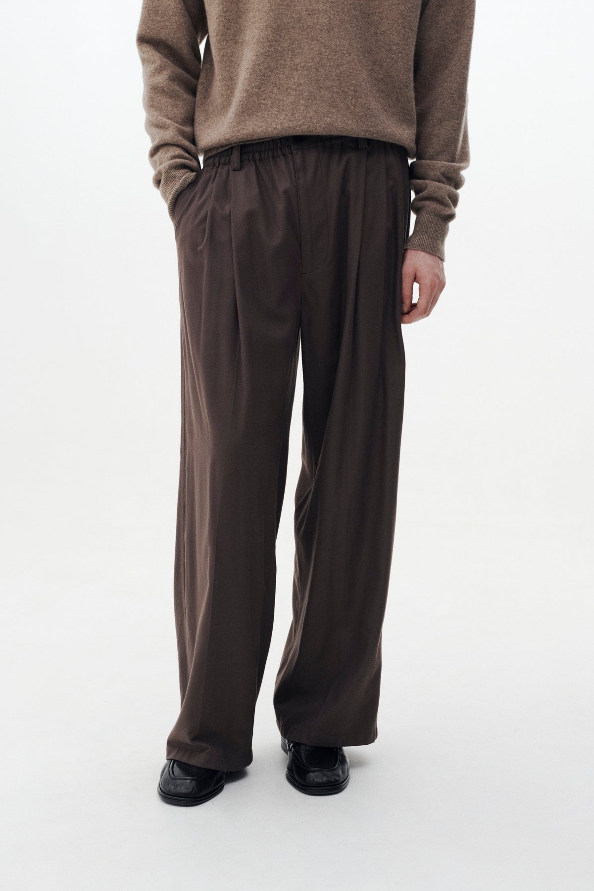 Rayon Polyester Brushed Twill 2Pleated Easy Trousers