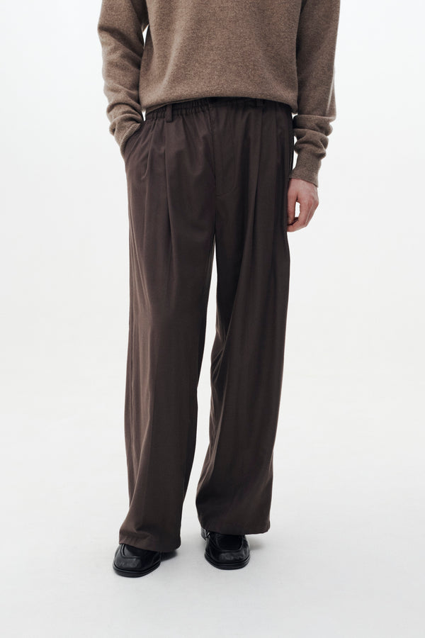 Rayon Polyester Brushed Twill 2Pleated Easy Trousers