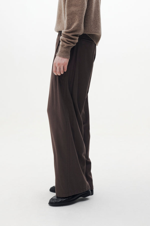 Rayon Polyester Brushed Twill 2Pleated Easy Trousers
