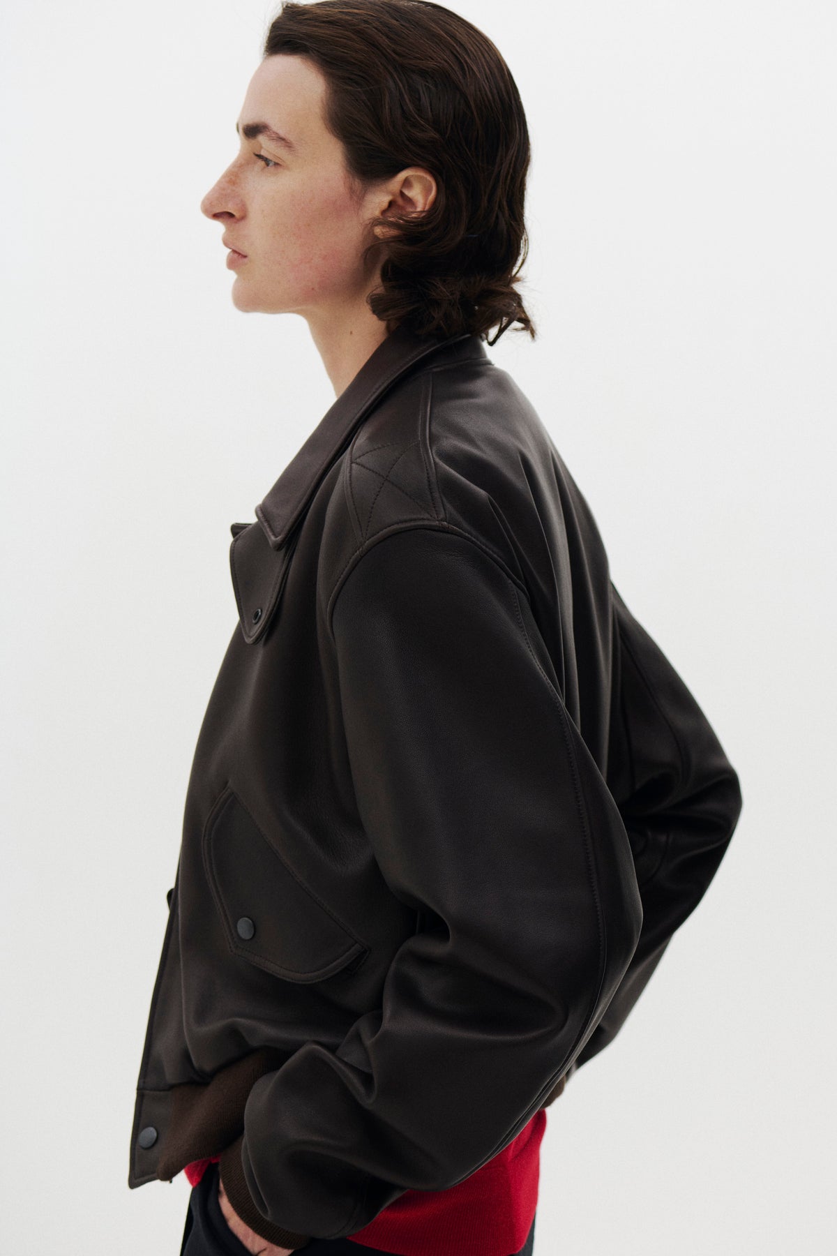 Lamb Leather Bomber Short Jacket