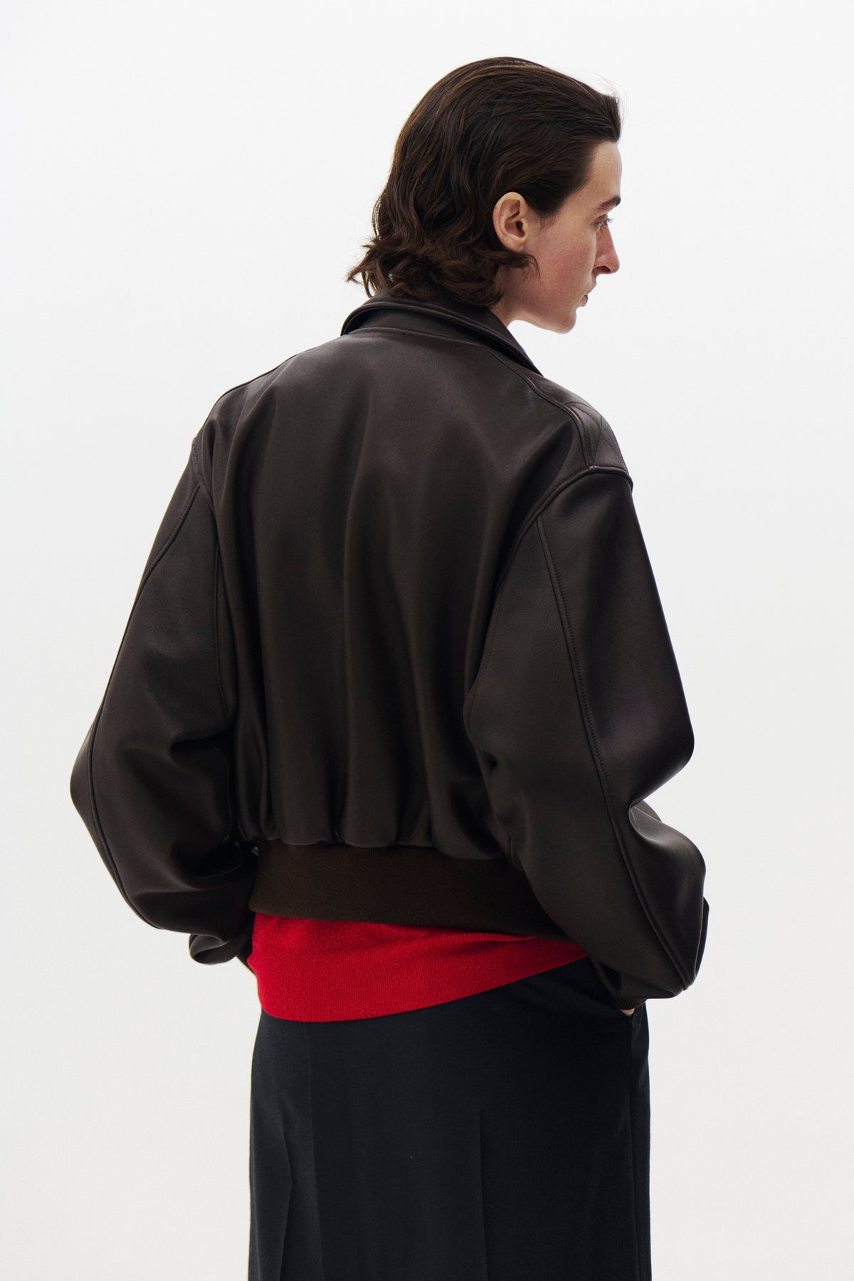 Lamb Leather Bomber Short Jacket