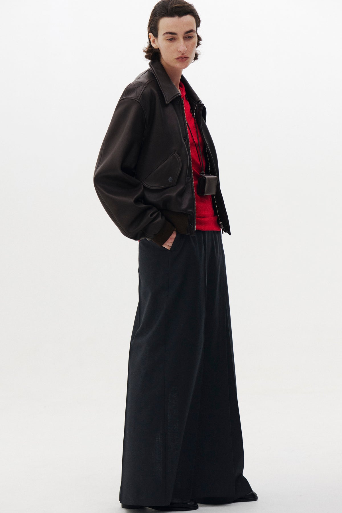 Lamb Leather Bomber Short Jacket