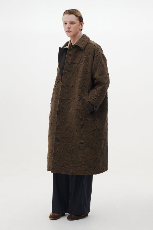 Needlepunched Wool Tweed Balmacaan Coat
