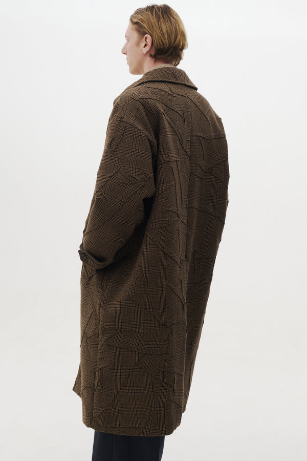 Needlepunched Wool Tweed Balmacaan Coat