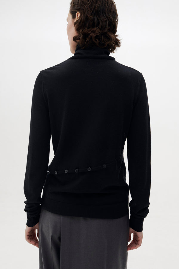 Super120's Wool Button Line Knit Top