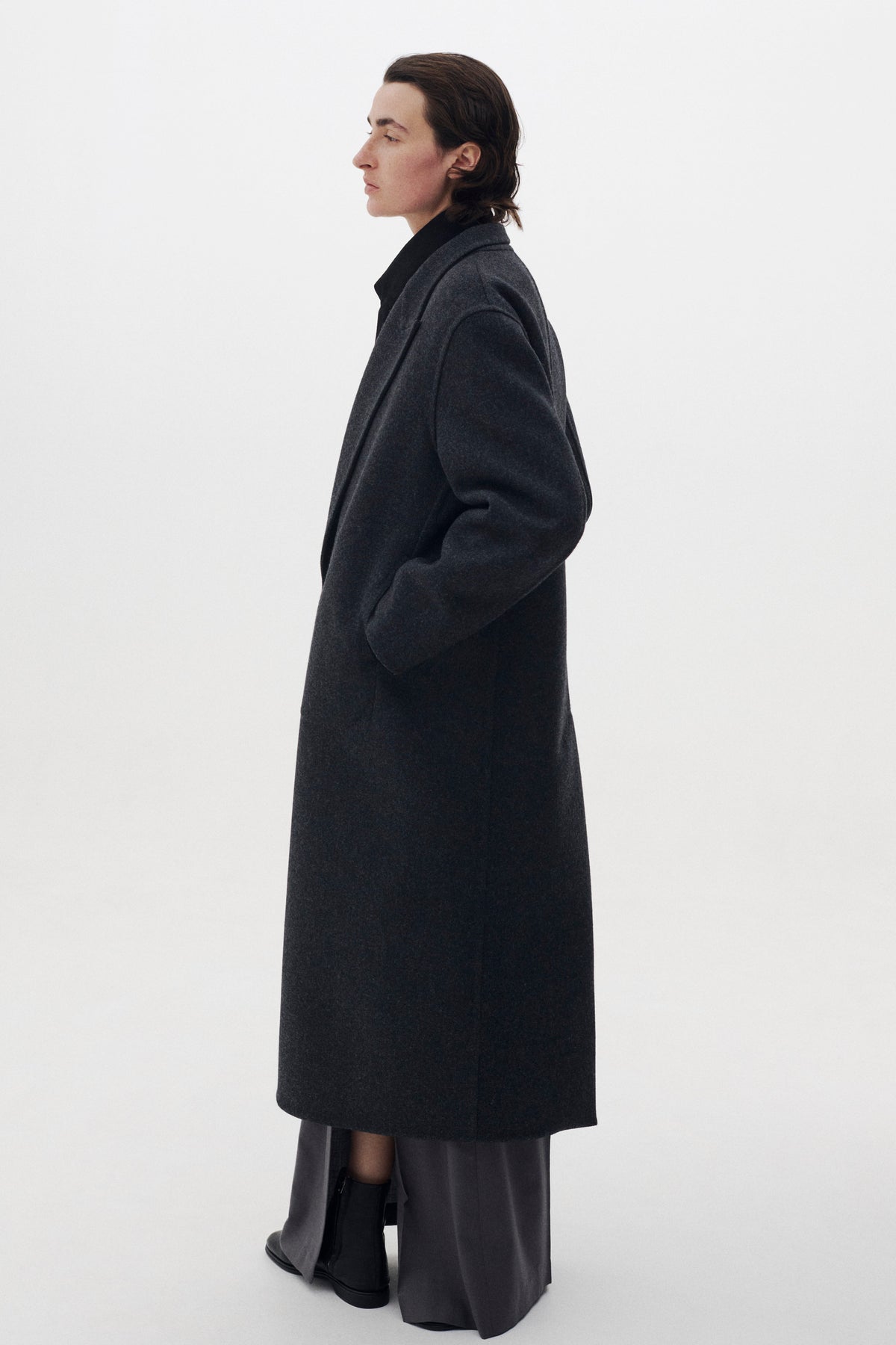 Wool Cashmere Long Rever Coat