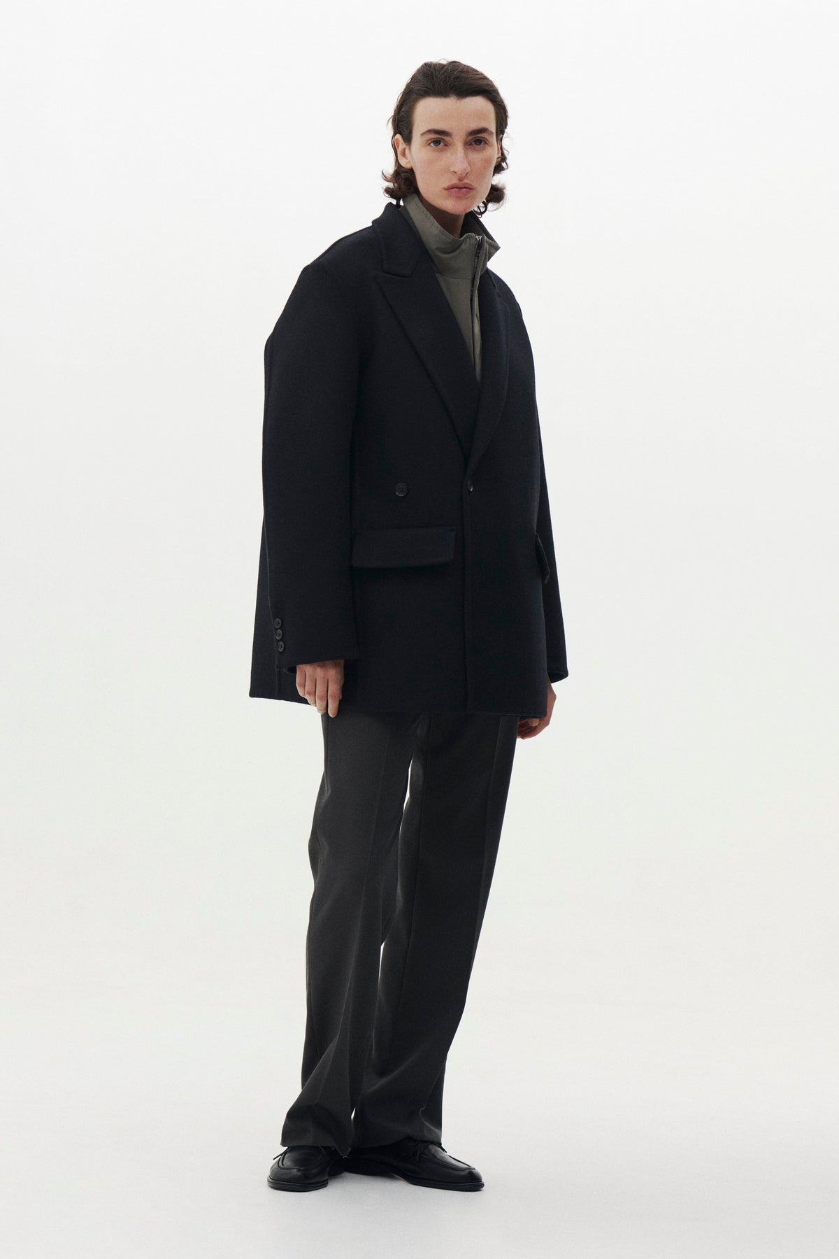Wool Cashmere Double Breasted Rever Jacket
