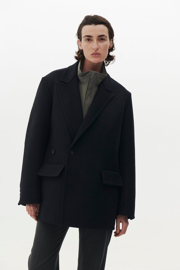 Wool Cashmere Double Breasted Rever Jacket