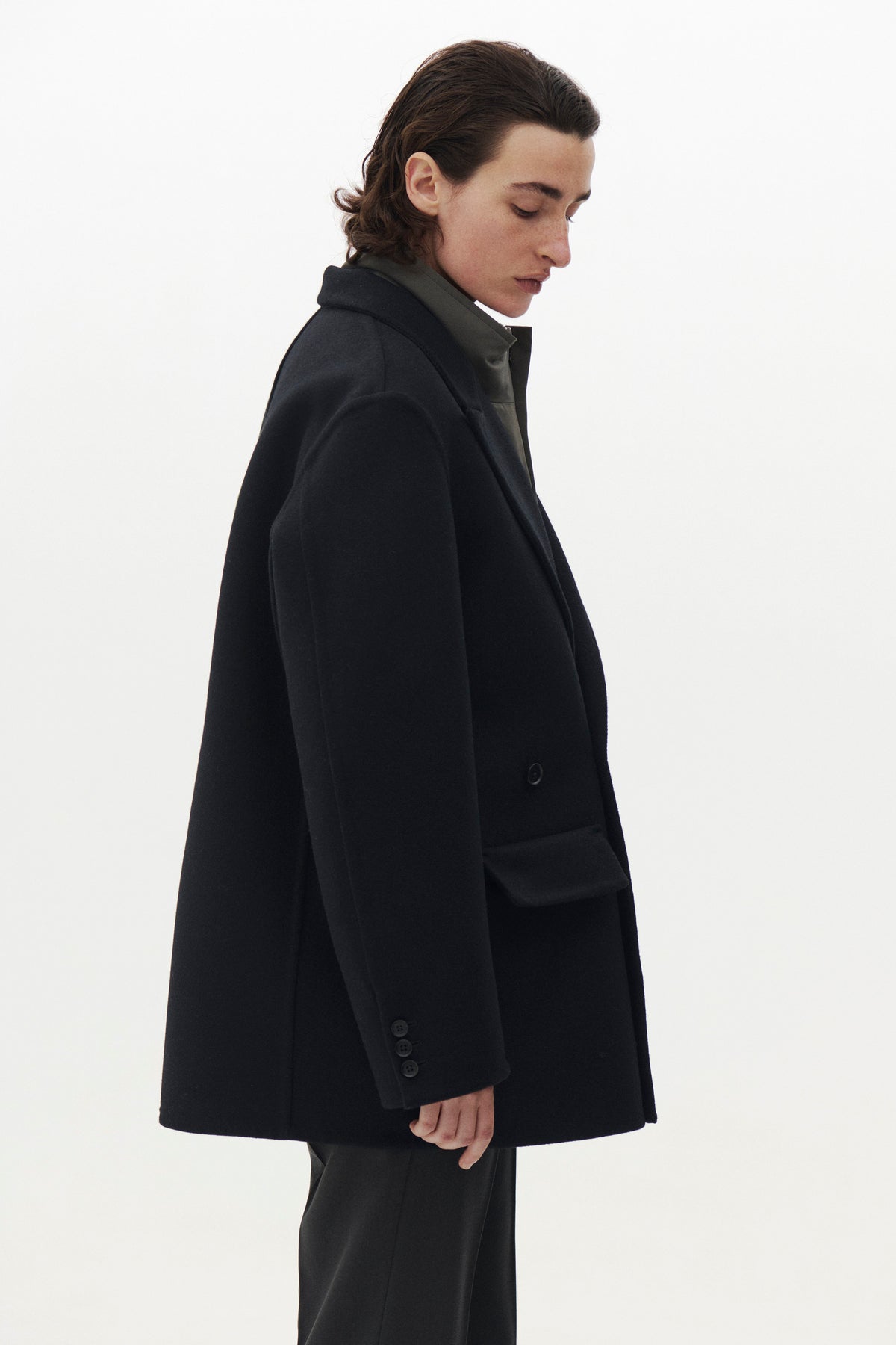 Wool Cashmere Double Breasted Rever Jacket