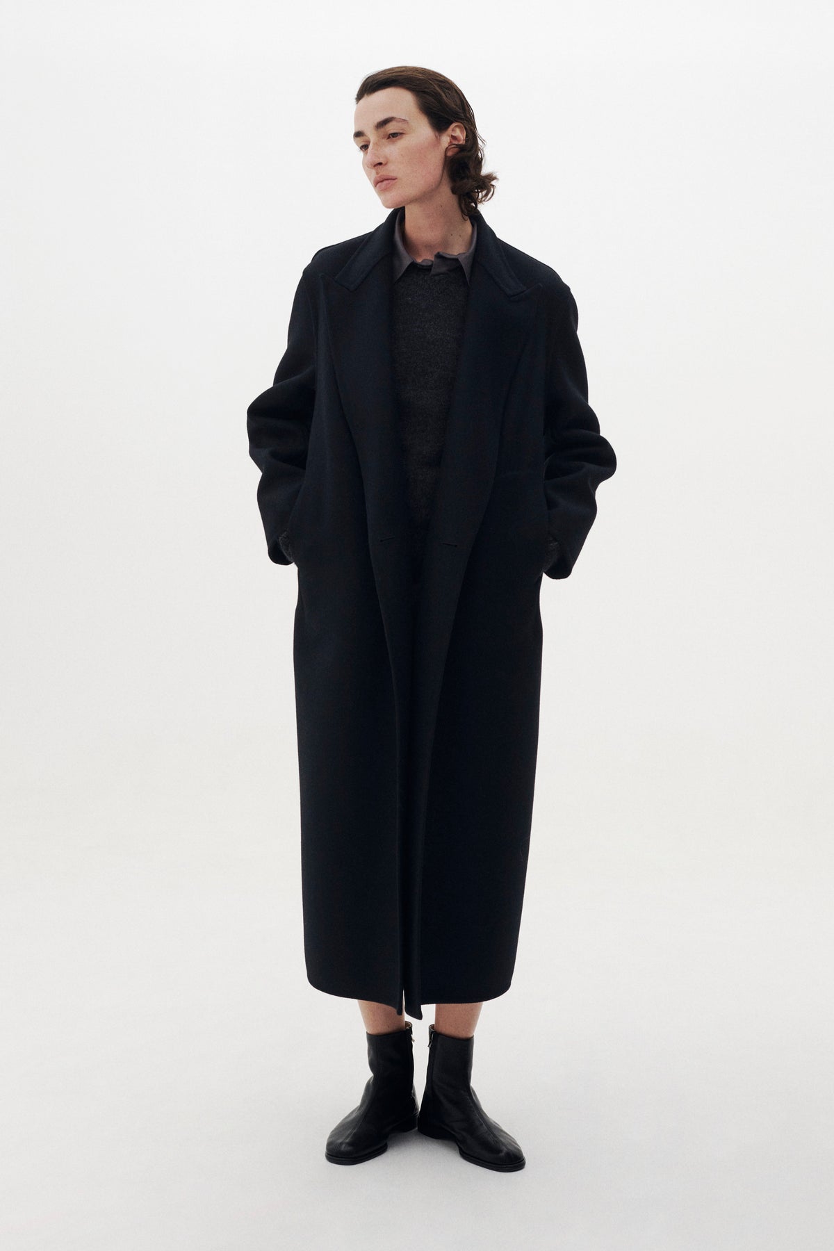 Wool Cashmere Long Rever Coat