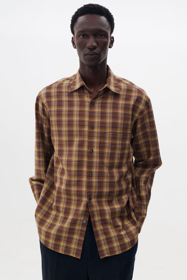 Cotton Rayon Plaid Relax Shirt