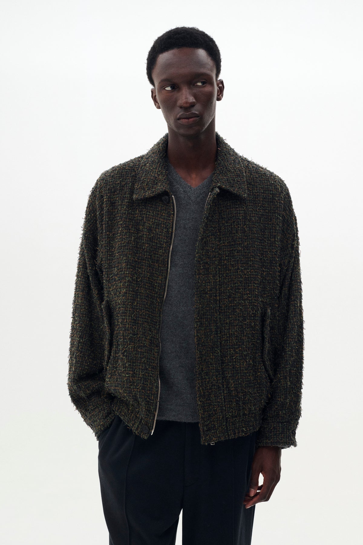 Needlepunched Cotton Plaid Drizzler Jacket