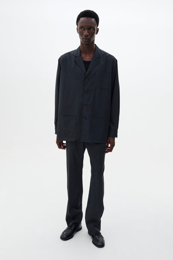 Wool Tropical Straight Trousers