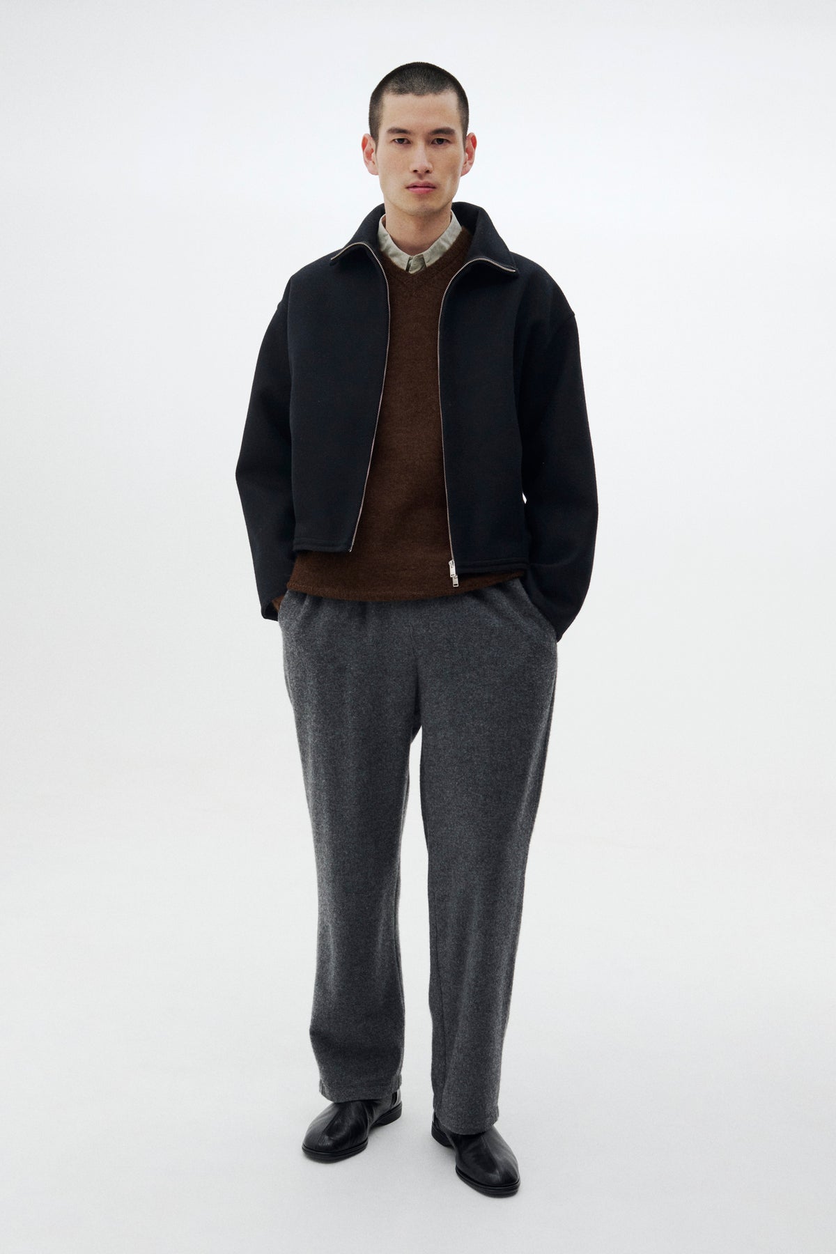 Wool Cashmere Balloon Silhouette Blouson