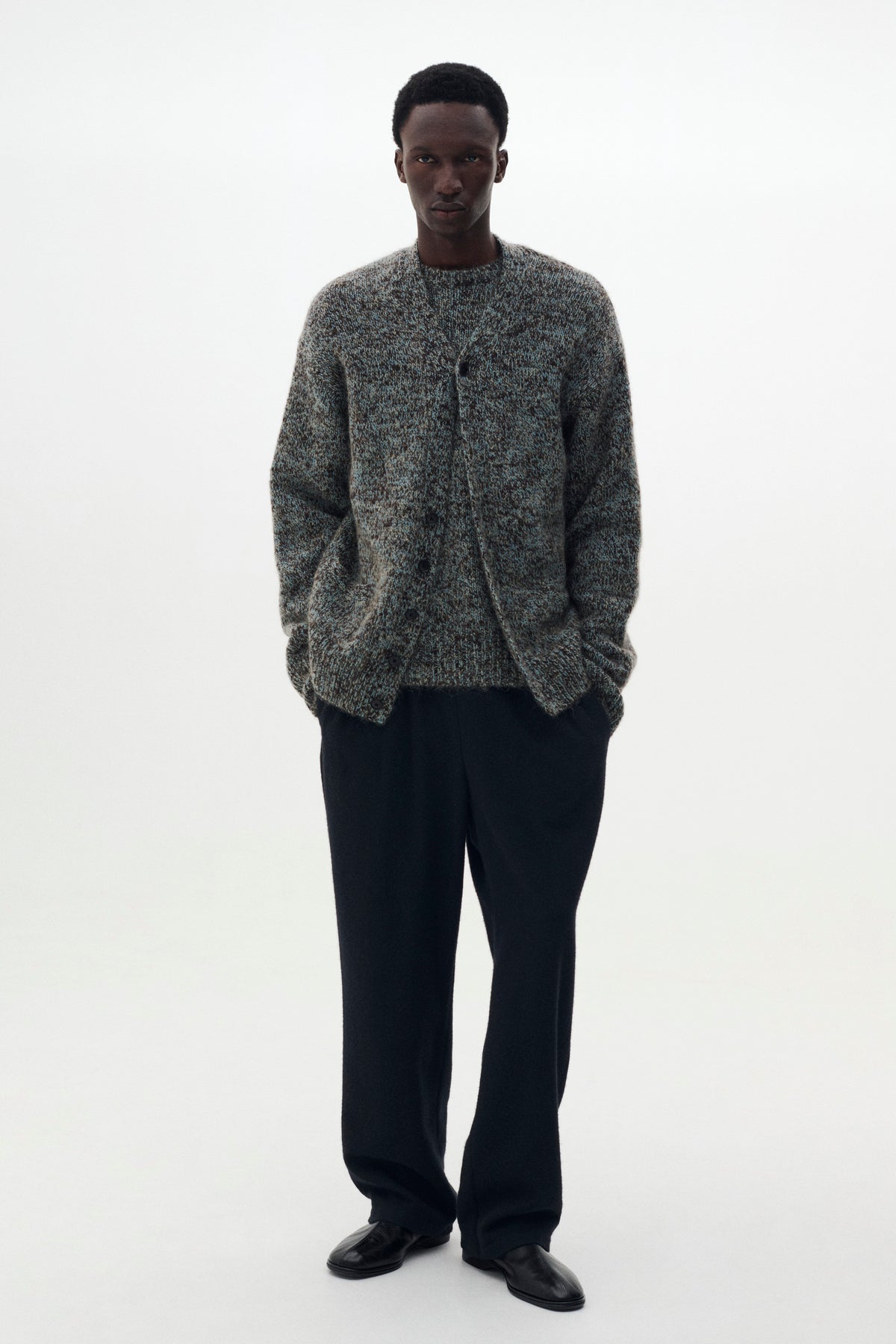 Wool Mohair Blend Mottle yarn Triple Marl Cardigan