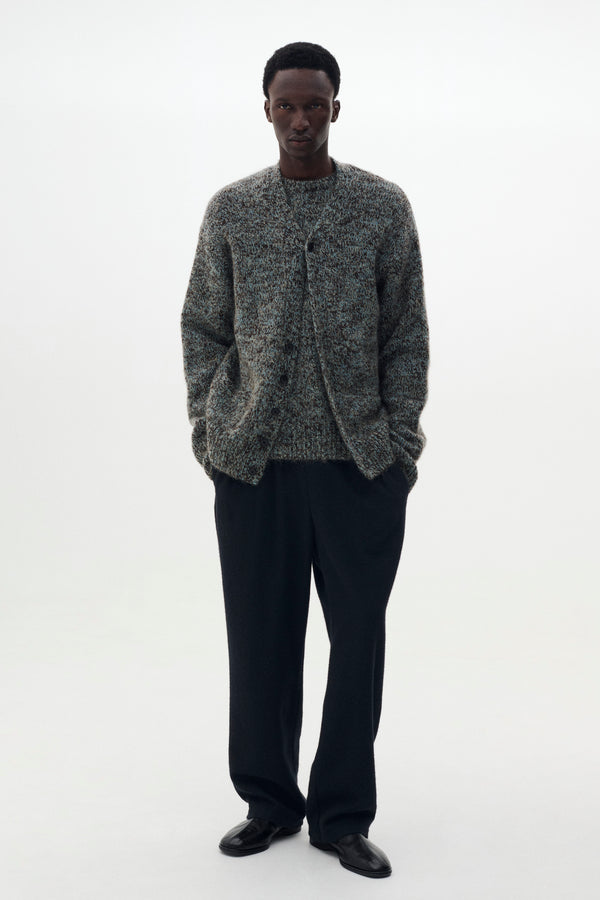 Wool Mohair Blend Mottle yarn Triple Marl Cardigan