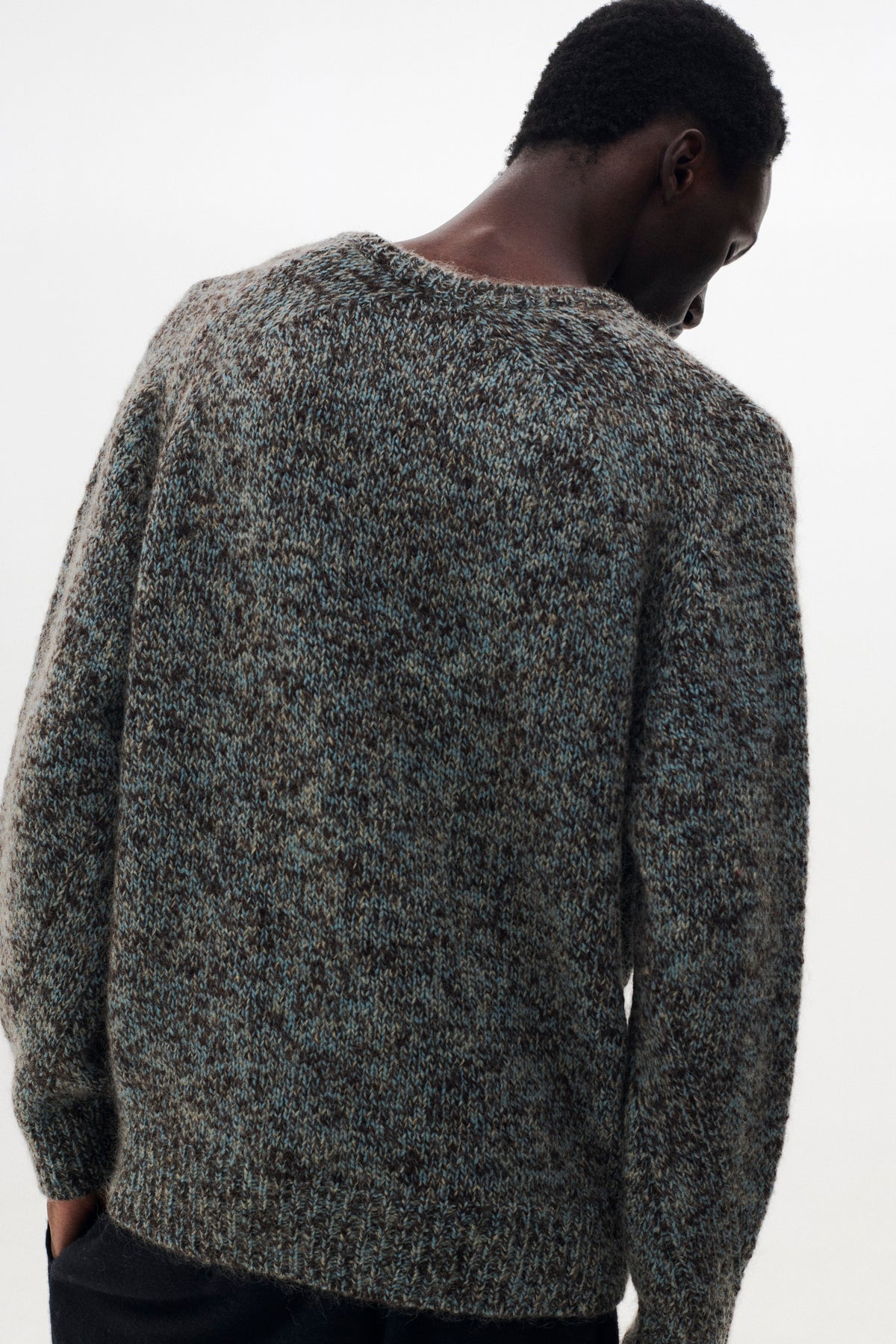 Wool Mohair Blend Mottle yarn Triple Marl Crewneck Sweater