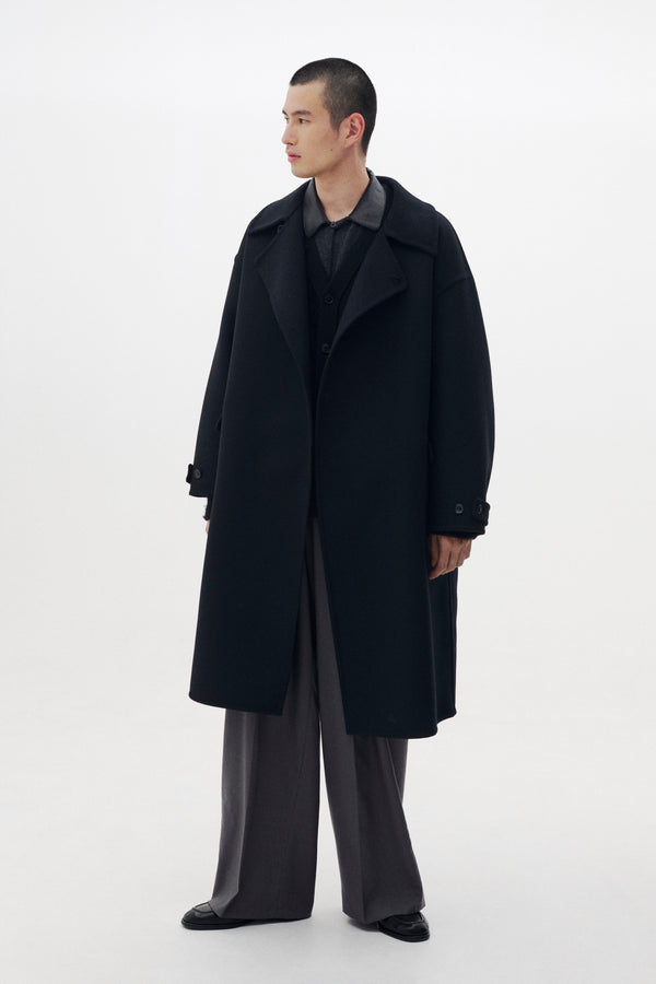 Wool Cashmere Double Breasted Rever Coat